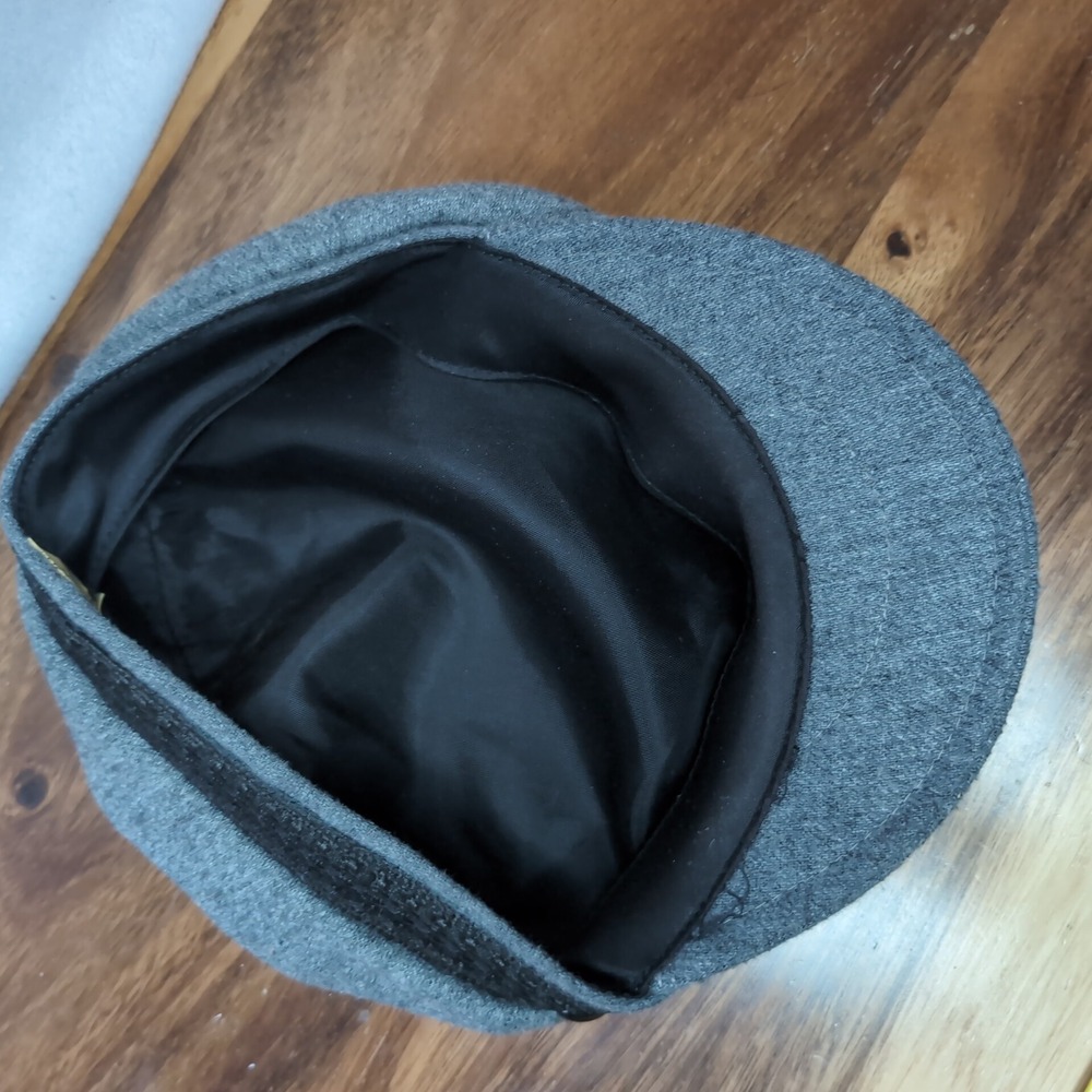 Vintage Gray Wool Fiddler Cap Greek Fisherman Sailor Hat Made in USA Large